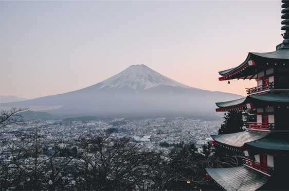 Japanese street with pagoda